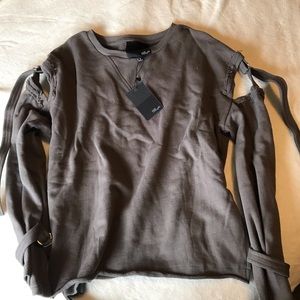 Grey sweater with open shoulders